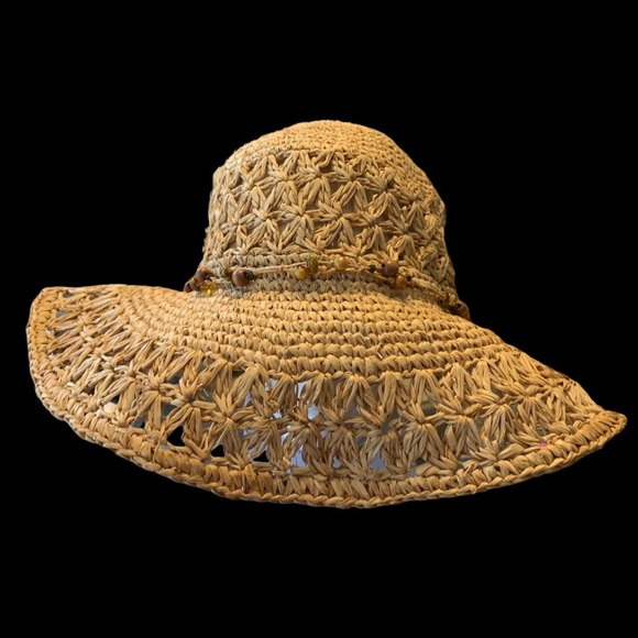 Scala Accessories - Scala. natural fiber Women’s hat beaded detail